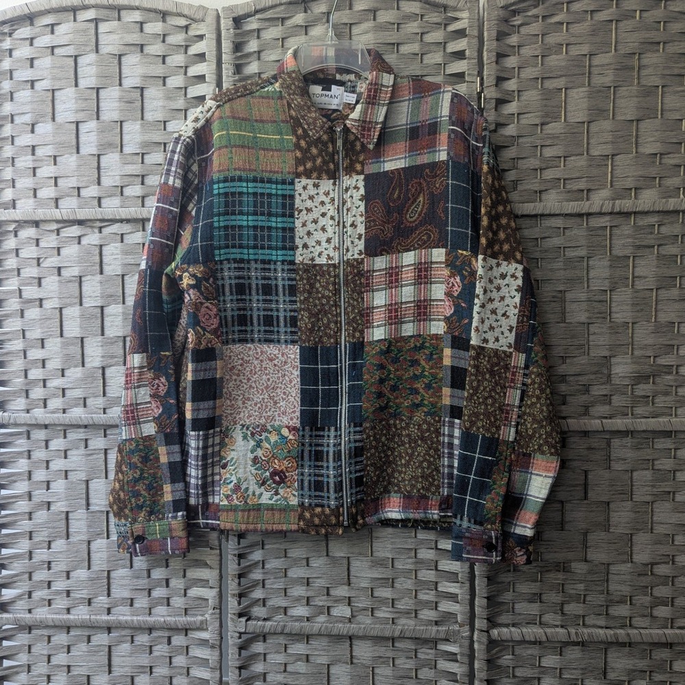 Topman Patchwork Jacket Multicolor Tapestry Paisley Floral Mens Sz XL Indie
